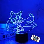 FULLOSUN Cat Bedside Light for Kids, Kitty 3D Neon Illusion Night Lamp LED Remote Control 16 Color Changing, Bedroom Decor Christmas Thanksgiving Best Birthday Gift for Child Baby Girl