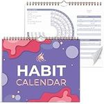 Clever Fox Habit Calendar Circle – 2-Year Inspirational Habit Tracker for Atomic Habits – Colorful Habit & Goal Planner Journal to Boost Productivity & Become Your Best Self – Lavender & Red