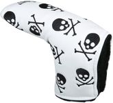 Golf Putter Head Covers Blade Club Headcover PU Leather Protector Cover Black White Fits All Putters for Men Women Scotty Cameron Taylormade Odyssey (White-Skull)