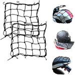 2 Package 15 x 15(40x40cm) Dogxiong Cargo Net for Motorcycle Elasticated Bungee Cord Cargo Net Luggage Mesh Bungee Net Storage Tie Down Adjustable with 6 Hook