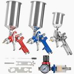 XDOVET Paint Sprayer 3 Pcs Set, HVLP Spray Gun for House Painting Walls, Furniture, Cabinets, Cars, Undercoating, 1.0/1.4/1.7mm with Pressure Gauge