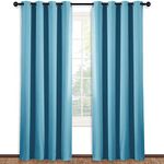 NICETOWN Ring Top Blackout Curtains - Three Pass Microfiber Noise Reducing Thermal Insulated Curtain (1 Panel, 52 x 84 Inch, Teal Blue)