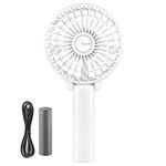 EasyAcc Handheld Electric Fans Mini Portable Outdoor Fan with Rechargeable 2600 mAh Foldable Handle Desktop for Home and Travel - White