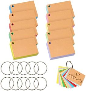 Votoko 1000 PCS Flashcards A7, 10 Colores Tarjetas Estudio Tarjetas De íNdice Fichas Con Anillo De Carpeta, Flashcards Estudio 7,4 x 10,5 cm, Tarjetas Para Estudiar Oficina Escolar, Hogar