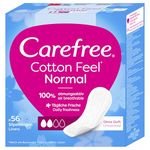 Carefree Cotton Feel Normal Panty Liners, 56 Count (Pack of 1)