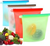 Racklik 1000 ml Silicone Food Storage Bag with Clip Freezer, Reusable Silicone Food Storage Bag for Fruit, Vegetables, Meat (Multi Colour) Pack of (2)