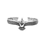 None Brand Adjustable Eagle Cuff Bracelet, Unisex S925 Sterling Silver Eagle Cuff Bracelet Man & Women (Silver)