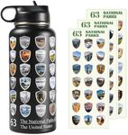 Beautsque 63 National Parks Water Bottle with Stickers,3D Printed,32 oz Travel Insulated Bottles with Straw, Stainless Steel