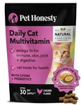 PetHonesty Cat Multivitamin Chews - Supports Overall Immune Health, Joints, Skin & Coat, and Digestion | Omega 3s, Lysine for Cats, Probiotics, Cat Supplements & Vitamins - Chicken (30-Day Supply)