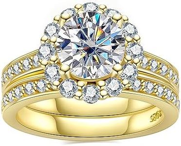 2ct Moissanite Wedding Rings Set Women 14K Yellow Gold Plated 925 Silver