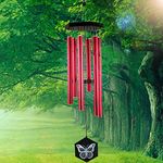 FONMY Wind Chimes Outdoor w/Butterfly Sign Memorial Windchimes Great Wind Chime Gifts Soothing Melodic Tones & Bamboo/Aluminum Chime for Garden Home or Yard-31 Length Red Chimes Hanging Decor.