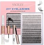 Lash Extension Kit 320 Pcs Cluster Lashes With Bond And Seal Lash Glue Remover Lash Tweezers Eyelash Extension Kit Individual Lashes Soft Eyelashes C D Curl Natural Lash Clusters 20+50D 10-16mm