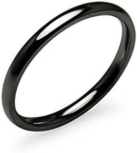 Silverline Jewelry Black IP Tone High Polish 2mm Plain Comfort Fit Wedding Band Ring Stainless Steel, Size -61/2