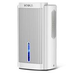 KNKA Dehumidifier,95 OZ Water Tank, (850 sq. ft) Dehumidifier for Basement, Bedroom,Bathroom, RV,Closet with Auto Shut Off, Sleep Mode,7 Colors LED Light, Dehumidifiers for Home (White）