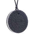 Chew Necklace for Boys and Girls - Silicone Chewable Pendant for Teething, Autism, Biting, ADHD, SPD, Sensory Oral Motor Aids for Kids, Chewy Toy Jewelry for Adults (Black)