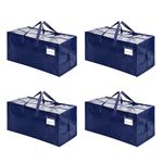 VENO 4 Pack Moving Bags w/Backpack Straps, Moving Supplies, Moving Boxes, College Packing Storage Boxes with Lids Alternative, Heavy Duty, Extra Large, Sturdy Handles, Zippers (Blue, 4 Pack)