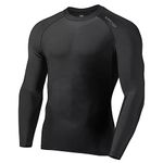 SURFEASY Men's Rash Vest Swim Shirts, Quick Drying Rash Guard Swimming Surfing Rash Tops Shirts T-Shirt Long Sleeve(Black,M)