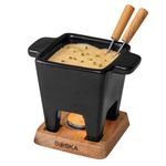 Boska Tapas Fondue Set Nero - Tapas Mini Fondue Set on Tea Light - 300 ml Volume for 175 gr Melted Cheese - Inc. Fondue Forks - Microwave Safe