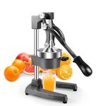 TONGCHANT Commercial Portable Heavy-Duty Cast-Iron Hand Press Manual Juicer Squeezer for Orange Lemon Citrus Grapefruit Lime Pomegranate, Orange Juicer, Lemon Press, Easy to Clean, Grey