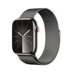 Apple Watch Series 9 [GPS + Cellular 45mm] Smartwatch with Graphite Stainless Steel Case with Graphite Milanese Loop. Fitness Tracker, Blood Oxygen & ECG Apps, Water-Resistant - One Size