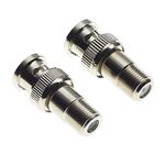 BNC Plug To F Type Socket Adaptor - 50 Ohm Nickel Plated Brass Body RF Coax Connector Male Female Adapter For RF Radio Antenna And Video Applications Coaxial Coupler Converter - Pack Of 2