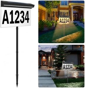 T-SUN Solar House Number Sign for Outside Light Up Solar Address Sign with Stake, Led Illuminated Home Number, Cold/Warm White Waterproof Wall Mounted/In Ground for Yard Street Driveway Markers