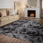 AENRUO Area Rug for Living Room Bedroom 5x8 Feet Fluffy Shag Carpet Non-Slip Plush Soft Rug for Kids Room Nursery Room High Pile Home Decor Dark Grey