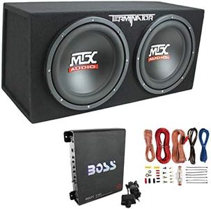 MTX TNP212D2 12" 1200 Watt 4 Ohm Dual Loaded Car Audio Subwoofer Package with Sub Enclosure, Boss 1100W Monoblock A/B Amplifier and 8 Gauge Wiring Kit