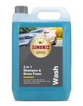 Simoniz Car Shampoo & Wax 5L, 2-in-1 Car Shampoo, Deep Car-Cleaning With Carnauba Wax Protection, Use In A Bucket Or Snow Foam Cannon To Get Tough On Dirt & Grime, Safe For All Paintwork, 5 Litre