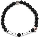 Roll Tide® University of Alabama® College Bead Bracelets (SM) - Handcrafted Stretch Bracelets w/ Custom-Casted Roll Tide Charm, Trackable Kindness ID Tag - Show Your UFL Pride with Alabama Accessories