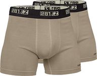 281Z Military Underwear Cotton Boxer Briefs - Tactical Hiking Outdoor - Punisher Combat Line Small, Tan (2 Pack)