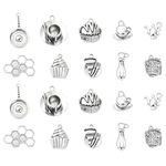 KitBeads 100pcs 10 Styles Tibetan Breakfast Charms Antique Silver Cake Coffee Cup Honeycomb Charms Retro Food Charms for Jewelry Making Bracelets Bulk