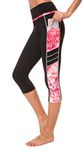 Sugar Pocket Womens Yoga Capris Running Pants Workout Legging Tummy Control with Side Pocket M