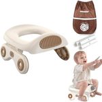 Smashier Potty for Travel - Foldable, Supports up to 110 lbs, with 24 Liners. Portable Toddler Potty Seat for Car Trips (Khaki)