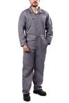 Kolossus Coveralls for Men Long Sleeve Cotton Blend Work Jumpsuit, Gray, Small