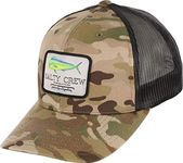 Salty Crew Mahi Mount Retro Trucker Hat Multicam/Green OS - Baseball Hat Unisex Adjustable for Adults Premium Cotton Hat Outdoor Sports for Men and Women