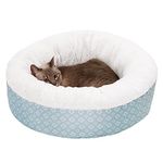 Furhaven 23" Round Donut Dog Bed for Indoor Cats & Small Dogs, Washable, For Dogs Up to 20 lbs - Plush & Diamond Print Donut Bed - Aqua, Small