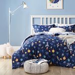 Umchord Space Themed Kids Bedding Set for Boys, Queen Size 7 Pieces Bed in a Bag, Super Soft Lightweight Microfiber Comforter Set with Sheets, Durable Children Bed Set