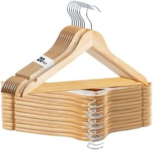 LUX Decor 20 Pack Wooden Non-Slip Coat & Suit Hangers with 360 Swivel Hook, Smooth Finish, Heavy Duty Natural Color Clothes Hangers for Jacket, Shirt, Pants