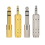 LIAMGUS 4 pcs headphone adapter, jack adapter, Jack Converter 6.35 mm (1/4 Inch) Male to 3.5 mm (1/8 Inch) Female, Audio Stereo Plug Adapter 3.5 mm (1/8 Inch) Male to 6.35 mm (1/4 Inch) Female