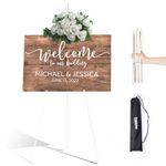 SupplyGap White Easel Stand for Wedding Sign 63” with Bag - Portable Tripod & Canvas Stand Painting Holder White