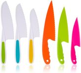AKlamater 6 Pcs Kitchen Safety Knives for Kids, Children's Cooking Knives Firm Grip, Serrated Edges for Vegetables, Fruits, Salad, Cake (Green Blue Yellow)