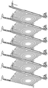 Luxrite New Construction Mounting Plate, 2-3-4 Inch, Extendable Hanger Bars, Sliding Plate, 4 Cutout Sizes - Recessed Lighting Shallow Housing (6 Pack)