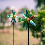 Wind Spinner Yard Spinners Hummingbird Small Wind Sculpture Metal Windmill 2 Pack for Outdoor Yard Patio Lawn & Garden