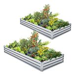 Veezyo Galvanized Raised Garden Bed Kit - Metal Raised Planter 2 pcs/Pack 6'x3'x1' for Flowers Plants, Vegetables Herb