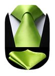 HISDERN Tie Handkerchief Set Wedding Party Plain Tie for Men Ties and Pocket Square Formal Business Necktie Hankie Gifts for Men,Sage Green