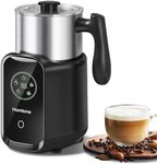 Homtone 5-in-1 Detachable Electric Milk Frother, 600ml Induction Milk Frother with Smart Touch Screen, Stainless Steel Milk Steamer for Hot Chocolate, Hot & Cold Foam, Warm Milk, Large Capacity, Black