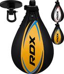 RDX Speed Bag Boxing Ball with Hanging Swivel Set, Genuine Leather Dodge Striking Mount Kit Heavy Duty, MMA Muay Thai Punching Fitness Workout Kicking Martial Arts Training Home Gym Exercise Speedball