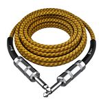 GearIT Audio Instrument Cable (15ft) 1/4 Inch to 1/4 inch Straight Male to Male for AMP Cord, Bass and Electric Guitar - Brown/Yellow