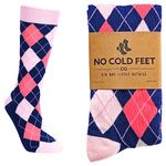 No Cold Feet Pink Colorful Socks - Comfortable Groomsmen Socks for Wedding Day, Navy and Pink Argyle, 1 Pack